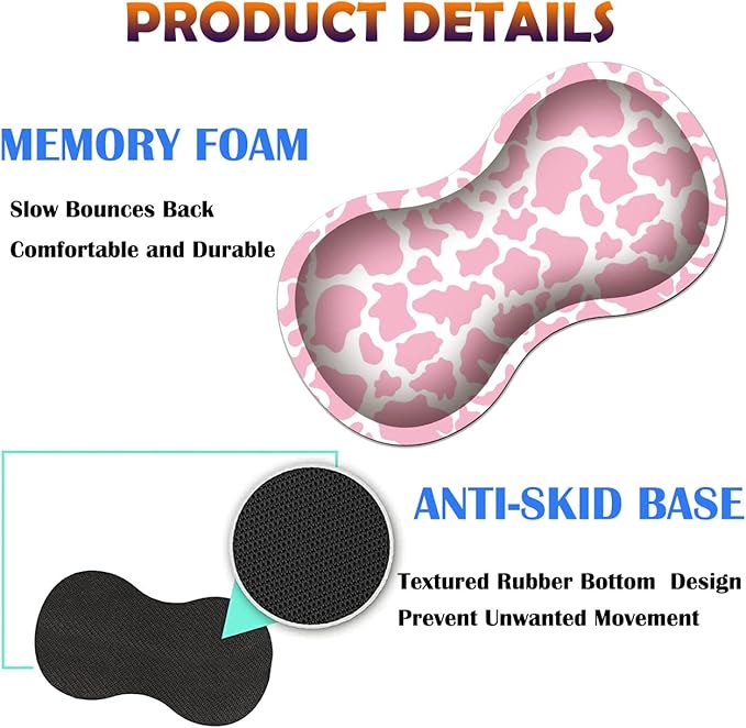 XMTMR-Glass Extended Gaming Mouse Pad with Seam Long XL Desktop Keyboard Pad Suitable for Work/Game/Office/Home Butterfly Wrist Rest Pad and Coaster White and PinkCow Grain