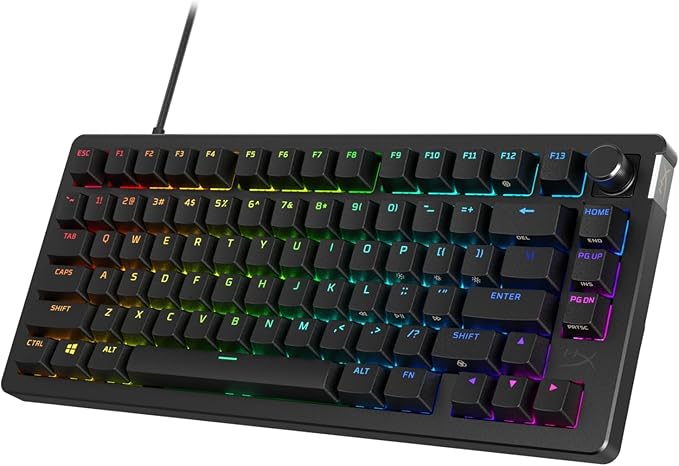 HyperX Alloy Rise 75 – Hot-Swappable 75% Mechanical Gaming Keyboard PC Ambient Light Sensor Gasket Mounted HyperX Linear Switches