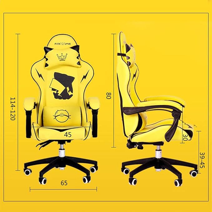 Game Chaire-Sports Game Seat Cute Computer Chair Home Office Anchor Broadcast Chair Professional Racing Chair Yellow-E