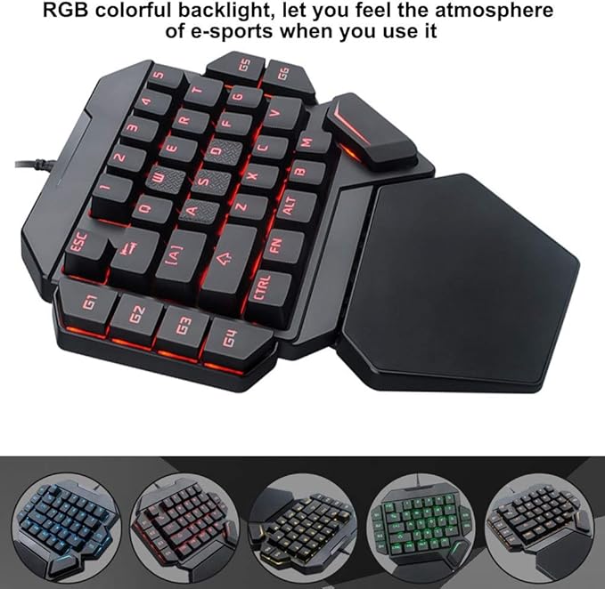 OneHanded Mechanical Gaming Keyboard RGB Blacklight Mechanical Keyboard 35-Key Portable Wired USB Gaming Keyboard with Macro Definition Function
