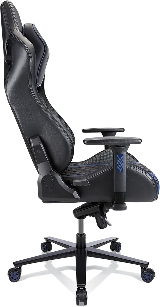 Realspace RS Gaming™ Davanti Vegan Leather High-Back Gaming Office Chair Black/Blue BIFMA Compliant