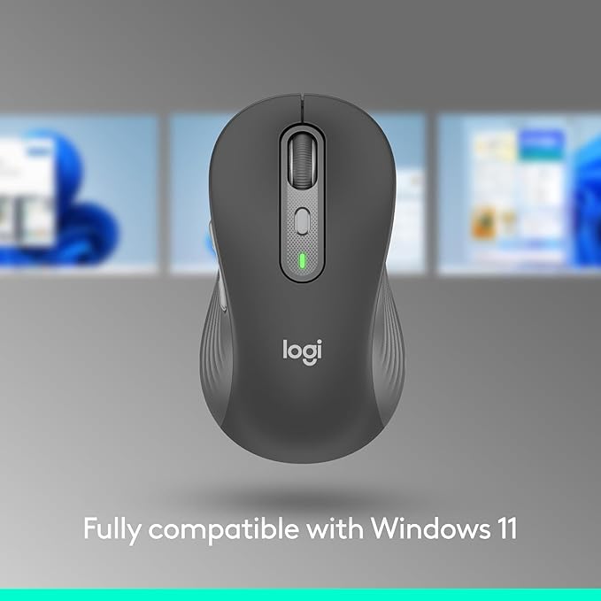 Logitech Signature Plus M750 L Wireless Mouse - for Large Hands SmartWheel Bluetooth Multi Device 24-Month Battery Silent Clicks Customizable Side Buttons Contoured Shape - Graphite