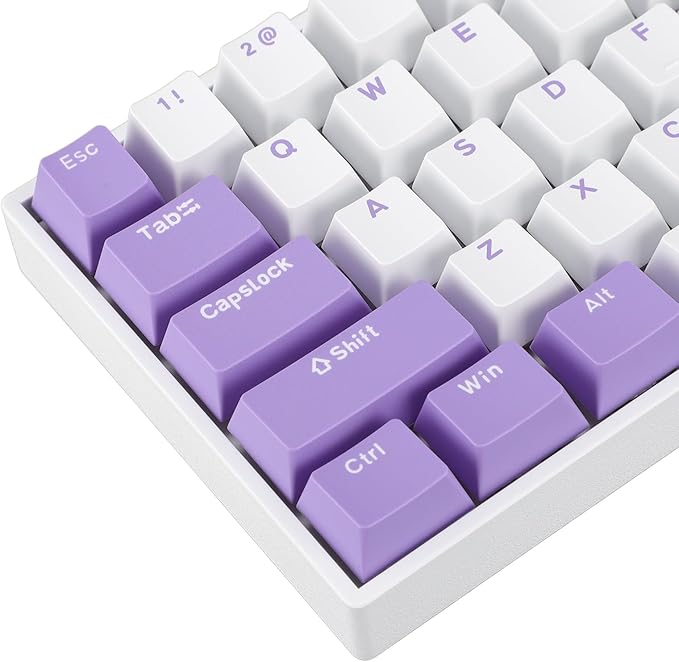 Zunate 61 Keys Red Switch Mechanical Gaming Keyboard RGB Backlit USB C Wired Gaming Keyboard for PC Laptop with White Shell and Blue and White Keycaps for Systems