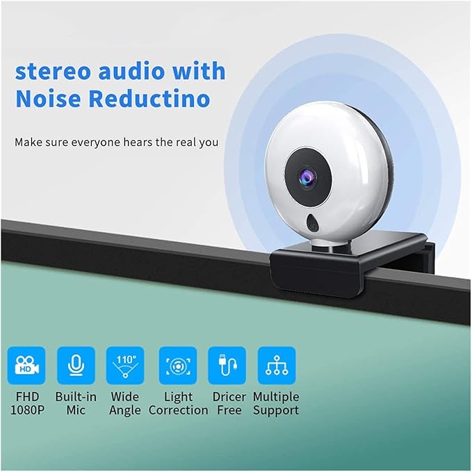 Web Camera Autofocus 1080P Webcam with Ring Light PC Computer Camera Web Camera with Microphone LED Lamp for Streaming Zoom Web Cam for Gaming Video Calling Recording (Color : Type 1)
