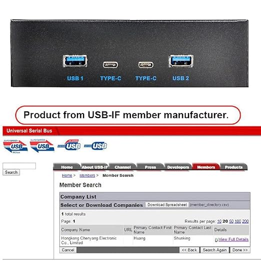 Cablecc 4-Port Internal USB 3.1 Gen 2 Front Panel Hub(2X Type-A + 2X Type-C) for 5.25 Bay Connects to Motherboard Type-E Header