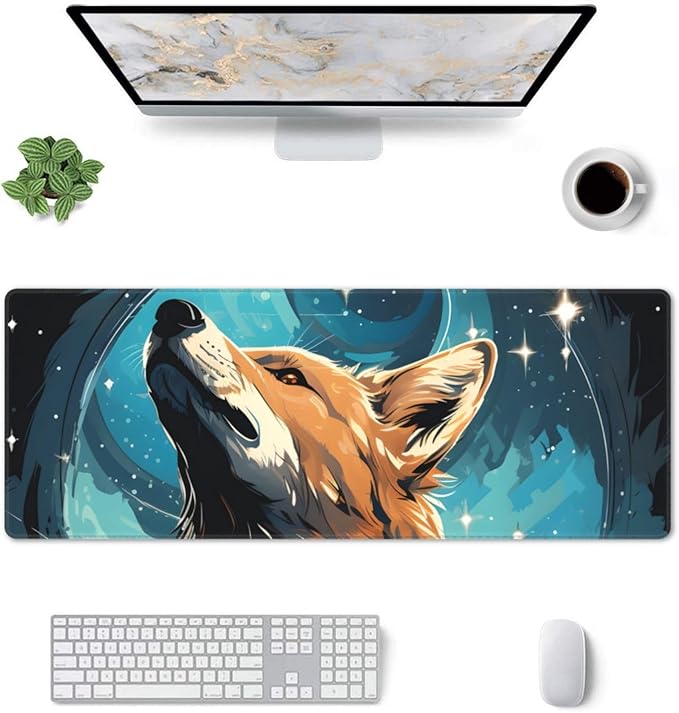 A Wolf That Overlooks Everything Large Mouse Pad XL Extended Gaming Pad Waterproof Desk Mat for Desktop Keyboard Non Slip Mousepad for Office Game Home 32.15x11.8