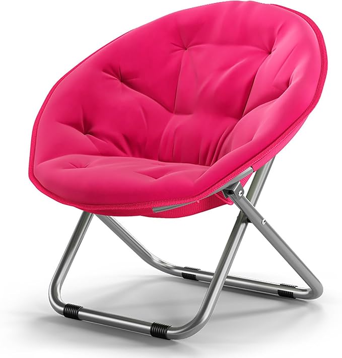 NaKeah Saucer Chair Foldable Oversized Lounge Chair Metal Frame Moon Chair for Bedroom Living Room Reading Gaming Room Soft Lazy ChairB