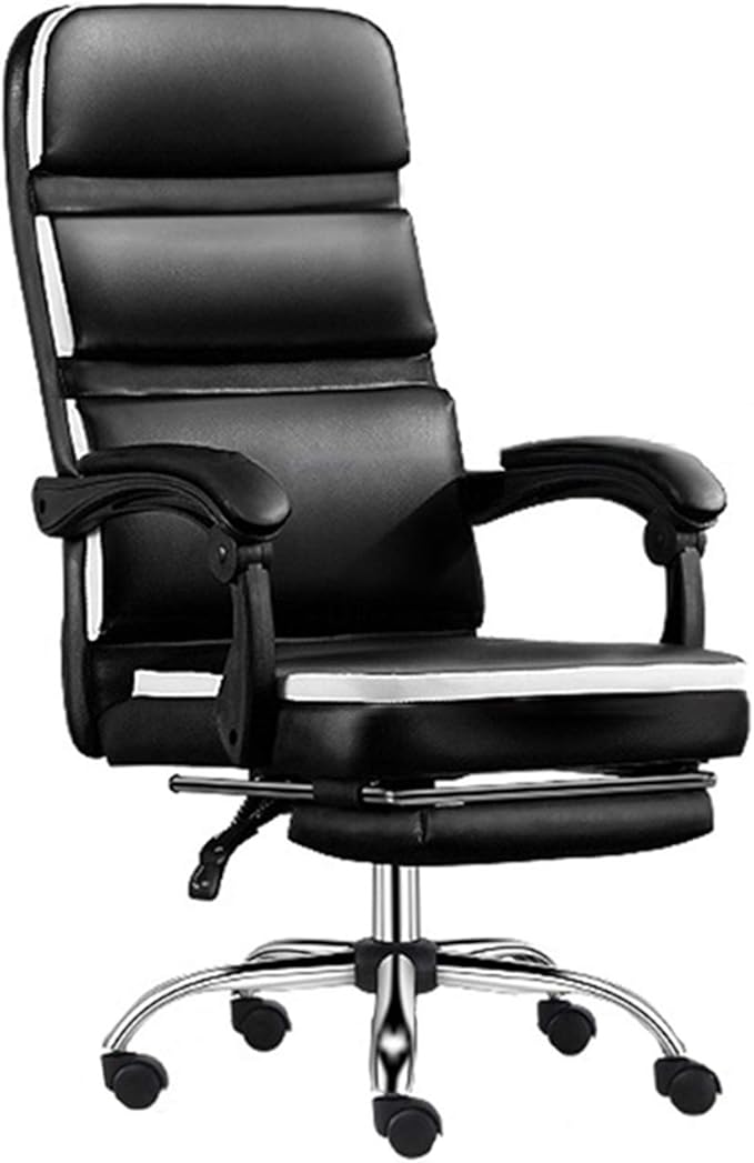 Black Living Room Gaming Chair Home Office Desk Chair with Rocking Function and Footrest Executive Swivel Chair 51 * 114-124CM(Color:Black)