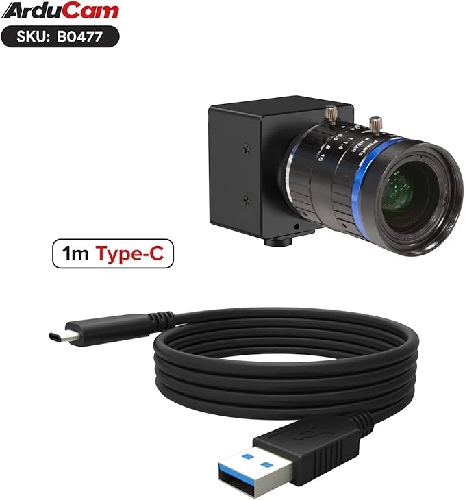 Arducam USB 3.0 Camera 120fps High-Speed Camera 20MP Webcam with 60°(D) 16mm C-Mount Lens and Metal Case Compatible with Windows and Linux OS