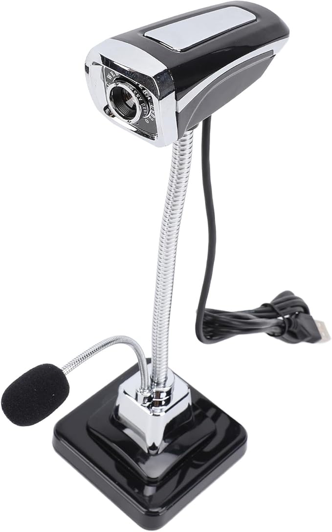 Webcam 360 Degree Rotation Adjustable Focusing Computer Camera with Noise Cancelling Mic Plug and Play for Video Calling Conferencing with 640 x 480 Pixels USB Interface