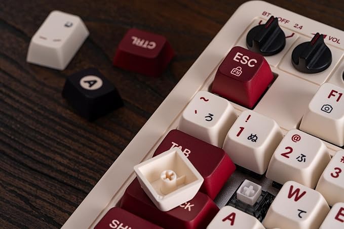 8BitDo Retro 108 Mechanical Keyboard with 108 Keys and Integrated Numpad Bluetooth/2.4G/USB-C Hot Swappable Wireless Gaming Keyboard for Windows and Android - Fami Edition