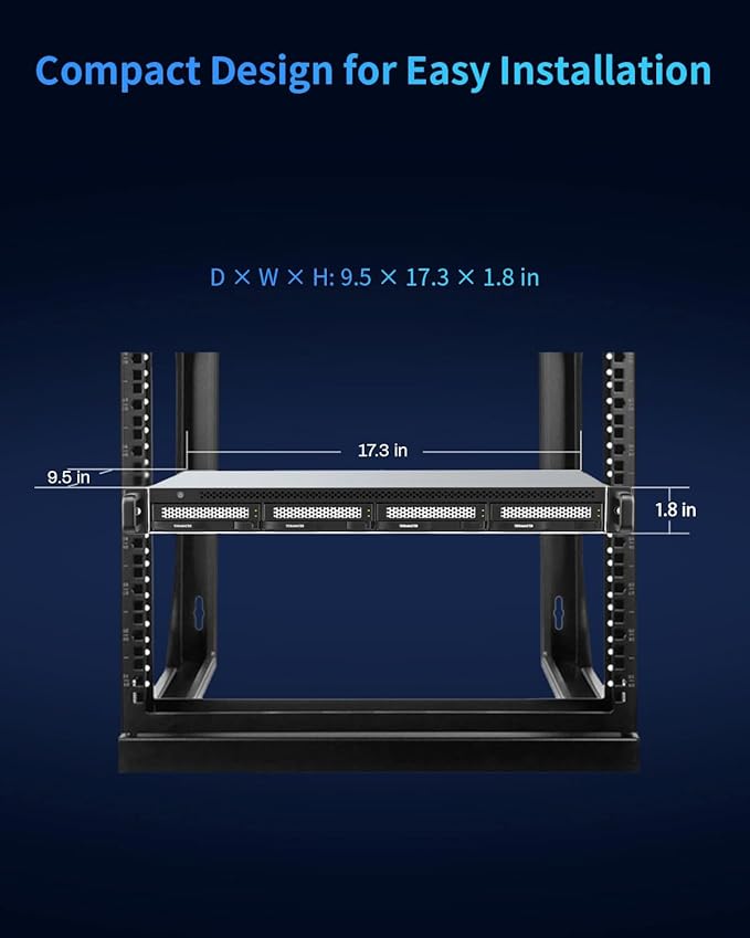 TERRAMASTER D4-320U Hard Drive Enclosure - 4Bay 1U Rack Mount USB 3.2 Gen2 10Gbps Type-C External USB Storage Compact Chassis Hot Swappable Plug and Play (Diskless)
