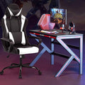 Modern Gaming Chair Ergonomic High Back PU Leather Office Chair with Lumbar Support White