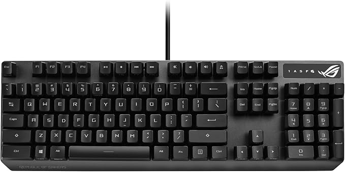 ASUS ROG Strix Scope RX Gaming Mechanical Keyboard Red Optical Switches USB 2.0 Passthrough 2X Wider Ctrl Key Aura Sync Armoury Crate RGB Lighting Black