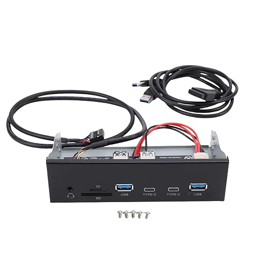 USB3.2 GEN1 Front Panel Hub 5.25 Inch Optical Drive Panel with 2 USB Type C Ports Headphone Jack for 7 8 10 11 2003 OS X Systems