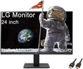 LG 24 inch FHD (1920x1080) Monitor 100Hz 5ms LED Display with sRGB 99% Color Gamut IPS 3-Side Borderless Display AMD FreeSync (HDMI) Black with 5ave HDMI Cable