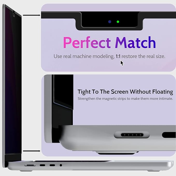 Magnetic Privacy Screen for MacBook Pro 14 Inch (2021-2026 M1 M2 M3 M4 M5) Removable Matte Blue Light Glare Filter for Mac Pro 14.2 Laptop Computer