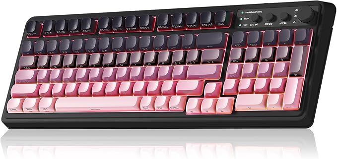 AULA S99 Keyboard Wireless Gaming Keyboard Bluetooth Ergonomic Creamy Computer Keyboards Cute Full Size Backlit Tri-Mode BT/2.4GHz/USB-C for PC Laptop - Black &amp Pink Gradient