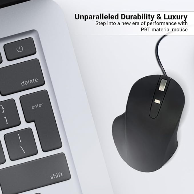 Matias Wired USB-A PBT Premium Computer Mouse Proven Performance Ergonomic Mouse Left Right Hand Use Home and Office Use Compatible for PC MacBook Chromebook Laptop Desktop - (Black)