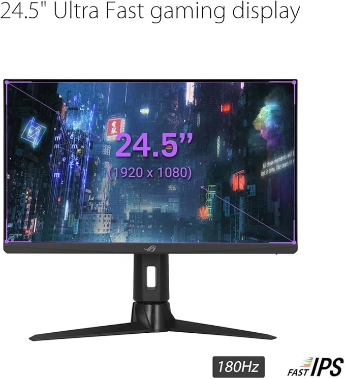 ASUS ROG Strix 24.5” 1080P Gaming Monitor (XG256Q) - Full HD Fast IPS 180Hz 1ms G-Sync Compatible/FreeSync DisplayPort HDMI DisplayHDR400 Black