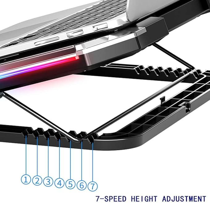 Gaming Laptop Cooler Six Fan Led Screen Two Port RGB Lighting Cooling Pad Notebook Stand for 12-17 Inch