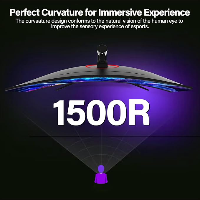 Gawfolk 34 Inch Ultrawide Curved Gaming Monitor 1500R PC Screen UWQHD 3440x1440 165hz Curved Computer Screen with FreeSync Multi-Directional Adjustable Base