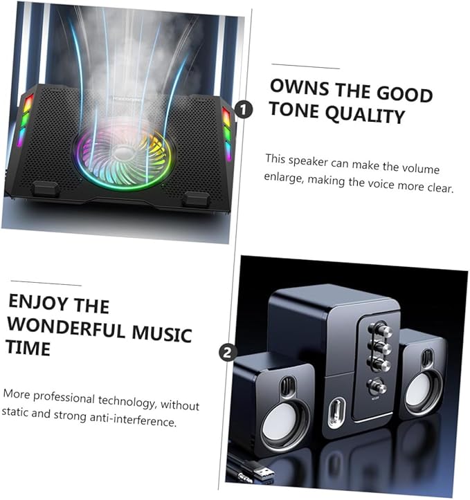 USB Laptop Desktop Speaker 3D Surround Sound Compact Computer Speaker with Bass Subwoofer Black for Home Office Use