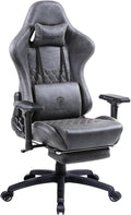 Dowinx Gaming Chair Big and Tall Video Game Chairs with Footrest PC Gamer Chairs for Adults - Padded High Back Ergonomic Reclining Silla Gamer 4D Armrest 400LBS Grey