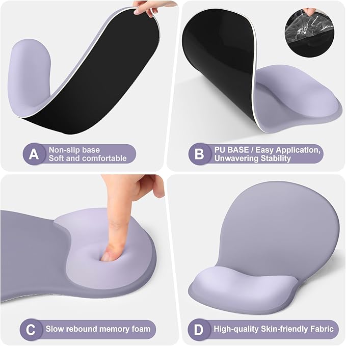 4-in-1 Large Gaming Mouse Pad Keyboard Wrist Rest Pad &amp Wrist Support Mousepad Set Extended Desk Pad Waterproof Desk Mat Protector for Home Office Decor Study Game 35.4×15.7 Inches I Noble Purpl