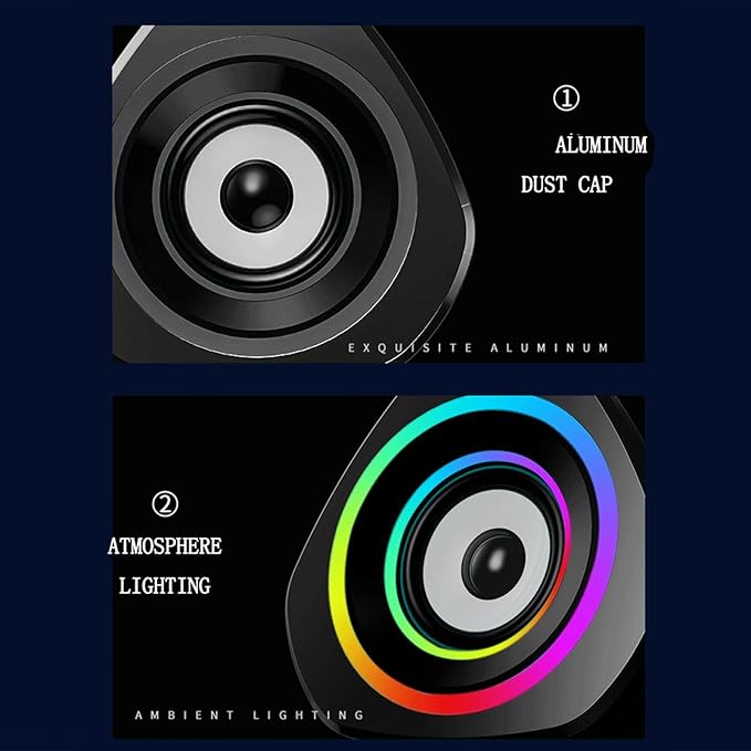 Tyenaza PC Computer Speakers Home Speaker Set Laptop Speakers USB Powered Sound Box with RGB Atmospheric Lights (Blue Light)
