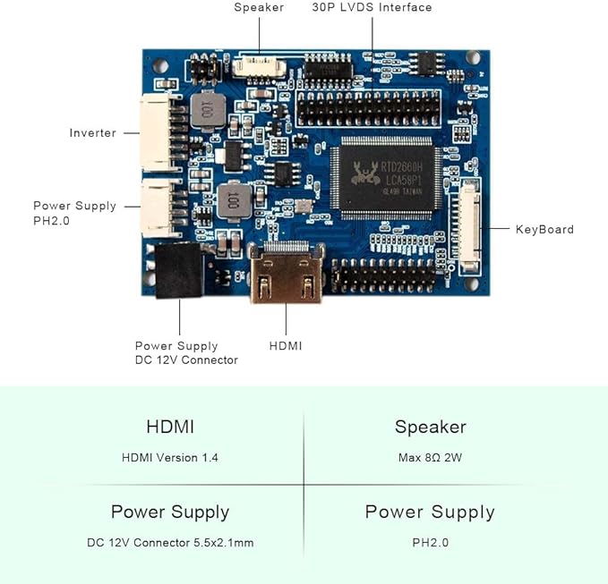 VSDISPLAY LCD Controller Board Work for 14 15.6 1366x768 b140xw03 v.0 N156B6 LP156WH4 TL B156XW02 LP140WH1 LP140WH3 TL LTN140AT02 LTN140AT07 B156XW04 B156XTN02.1 40Pin LVDS LCD Screen