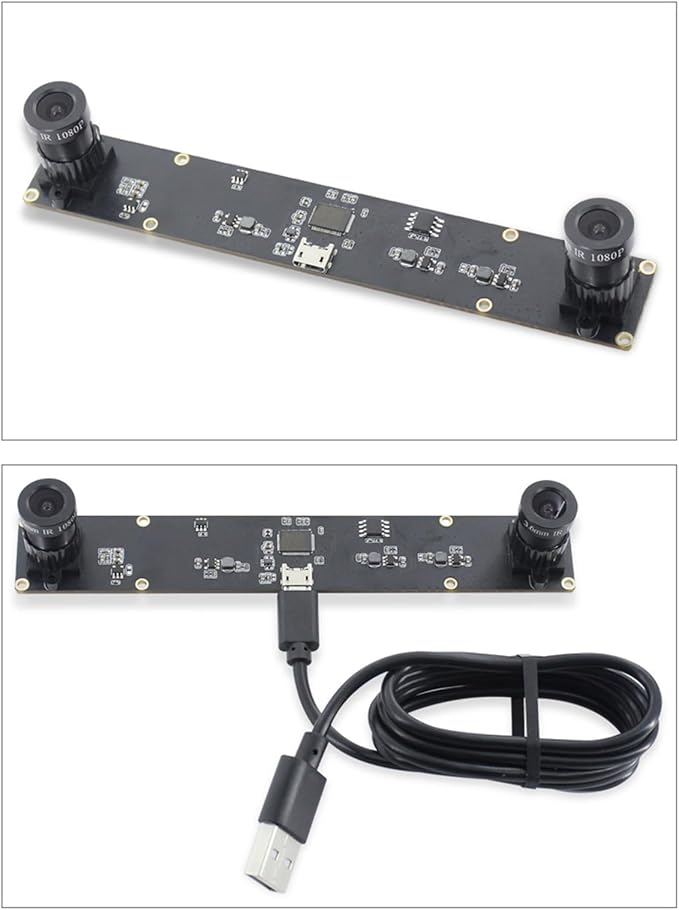4MP Dual Lens USB Camera Board 1080P HD 3D VR Distance Measurement 72° Wide Angle Plug and Play for Industrial and Embedded Systems