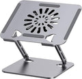 Anti-Slip Base USB Cooling Pad with Fan Desk Riser Ergonomic Adjustable Cooling Stand for Laptop and Tablet Carbon Steel Frame Fits 10–17 Inch Devices