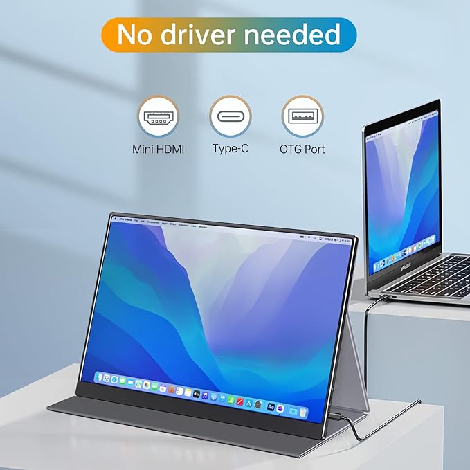 Portable 16.0 QHD 2.5K Laptop Monitor - USB C HDMI Gaming Ultra-Slim IPS Display w/Smart Cover &amp Speakers HDR Plug&ampPlay External Monitor for Laptop PC Phone Mac Xbox PS5/PS4 Switch