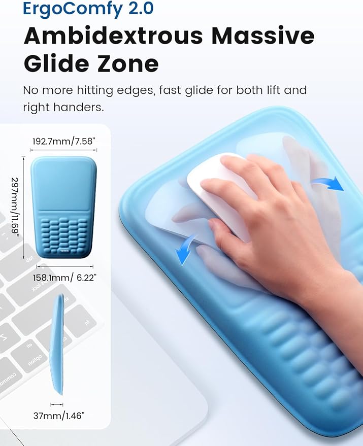 Vaydeer Ergonomic Mouse Pad with Wrist Rest – Memory Foam Mouse Pad with Wrist Support &amp Massage Bulge Non-Slip PU Base Relieves Carpal Tunnel Pain – Ideal Mouse Wrist Rest for Office &amp Home