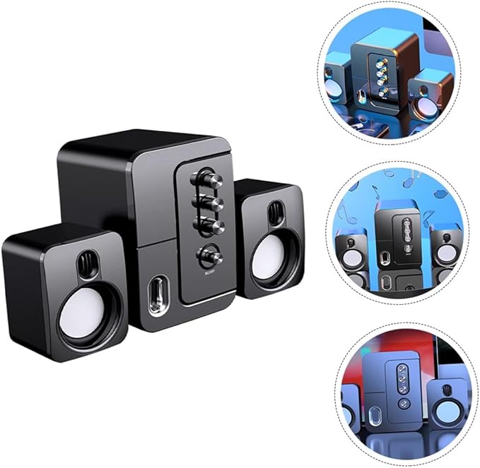 USB Computer Laptop Desktop Speaker 3D Surround Sound Portable Loudspeaker with Deep Bass Compact Black Speaker for Home and Office Use