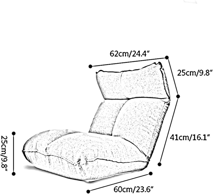 ELEFOCUS Folding Sofa Chair Folding Floor Chair Removable and Washable 14 Gears Adjustable Meditation Chair for Bedroom(Dark Gray)