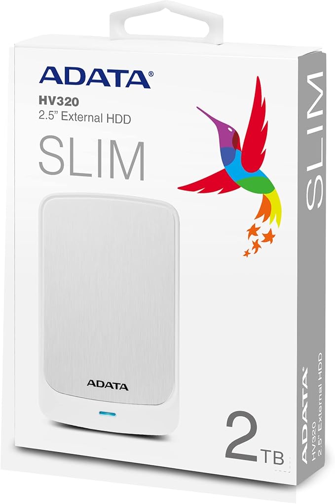 ADATA HV320-2TB External Hard Drive with USB 3.2 Gen.1 White
