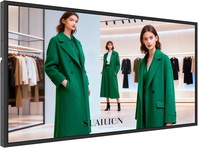 32 Inch FHD 500 Nits Slim Fit Frameless Commercial Display LCD Monitor Wall Mount Digital Signage RK3566 with HDMI Interface 4＋32 GB (Optional) Android 11 OS for Advertising Screen