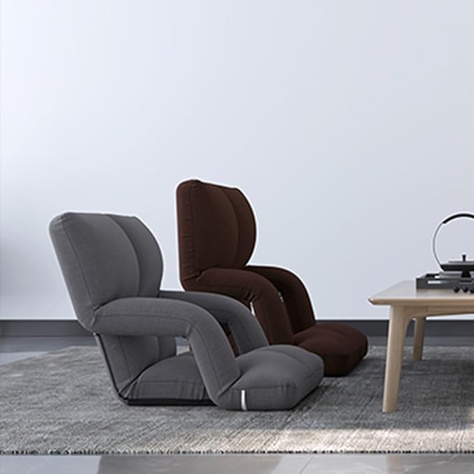 Floor Chair Back Support Folding Sofa Adjustable Positions Padded Lazy Sofa Breathable Floor Gaming Chair for Reading Meditating(Gray-B)