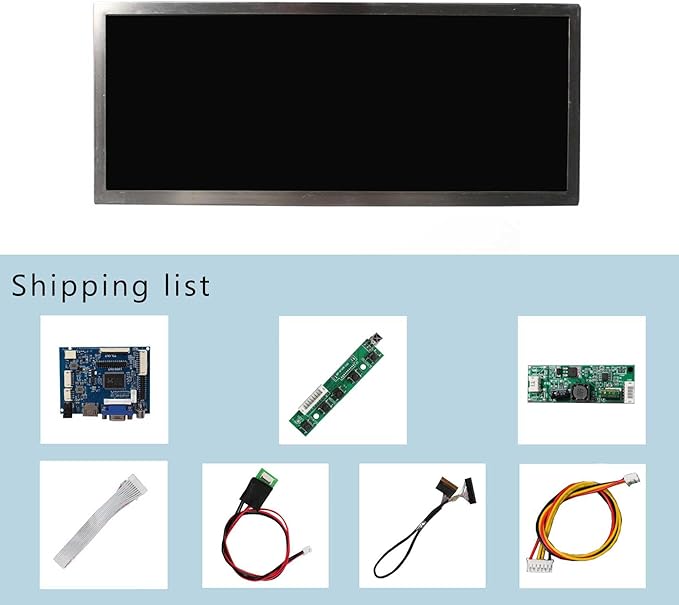 VSDISPLAY 10.3 Inch Portable LCD Screen IPS 1920x720 Monitor for DIY Laptop Secondary/Automotive DisplaySupports VGA AV Video Input
