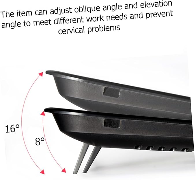 Mikikit Notebook Cooler with Dual Quiet USB Fans and Angles Ergonomic Laptop Cooling Pad Stand for Desk and Bed Use Slip Red Metal Panel Fan