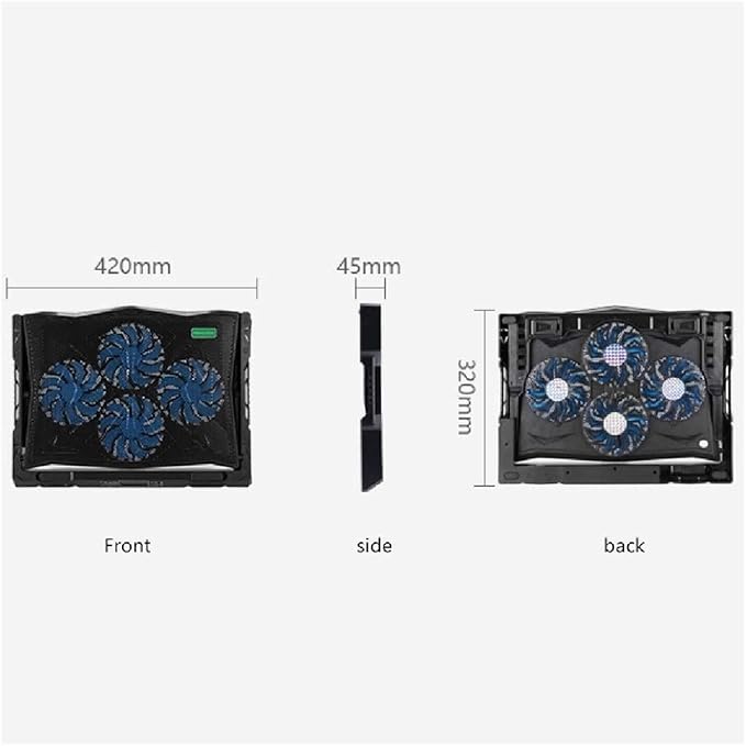4 Fan Cooling Pad for 12 to 19-inch Gaming Laptop USB Powered Quiet Cooler Fan Portable Stand with Dual 2.0 USB Ports Blue LED Lights