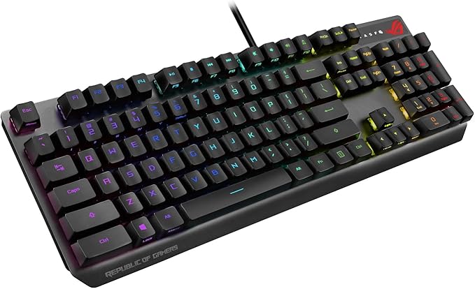 ASUS ROG Strix Scope RX Gaming Mechanical Keyboard Red Optical Switches USB 2.0 Passthrough 2X Wider Ctrl Key Aura Sync Armoury Crate RGB Lighting Black