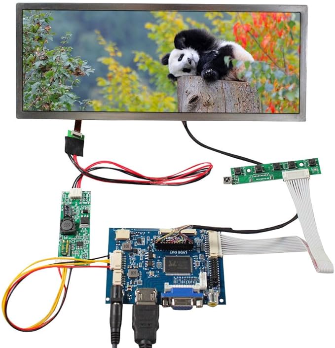 VSDISPLAY 10.3 Inch Portable LCD Screen IPS 1920x720 Monitor for DIY Laptop Secondary/Automotive DisplaySupports VGA AV Video Input