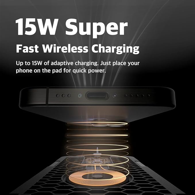 POUT H3 Split Max 3-in-1 Wireless Charging Mouse Pad – Fast Qi Charger Mousepad Mat and Magnetic Tray Organizer – Compatible with Smartphones and Earbuds (Graphite Grey)