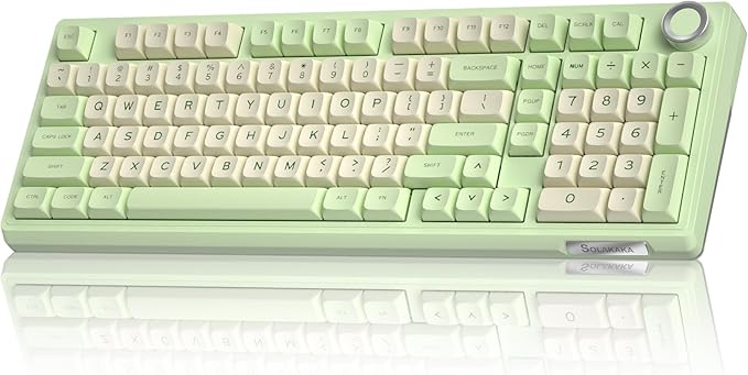 SOLAKAKA KI99 Pro Wireless Mechanical Keyboard Quiet SwitchHot Swappable Pre-Lubed Switches Silent Keyboard with RGB BacklitGasket Structure Computer Gaming Keyboards(GreenWhite Silent Switch)