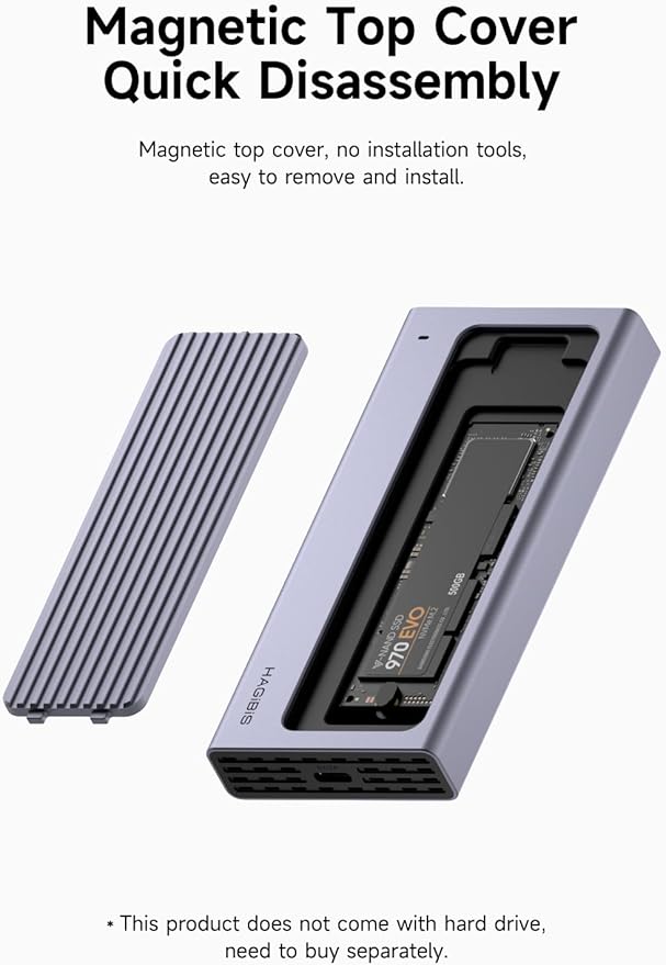Hagibis USB C Hub with M.2 SSD Enclosure Magnetic Cover Easy Disassemble External Hard Drive Enclosure with 10Gbps USB 3.1 USB C for MacBook Pro iPhone15 Pro Max Mac mini Laptop PC (HB777)