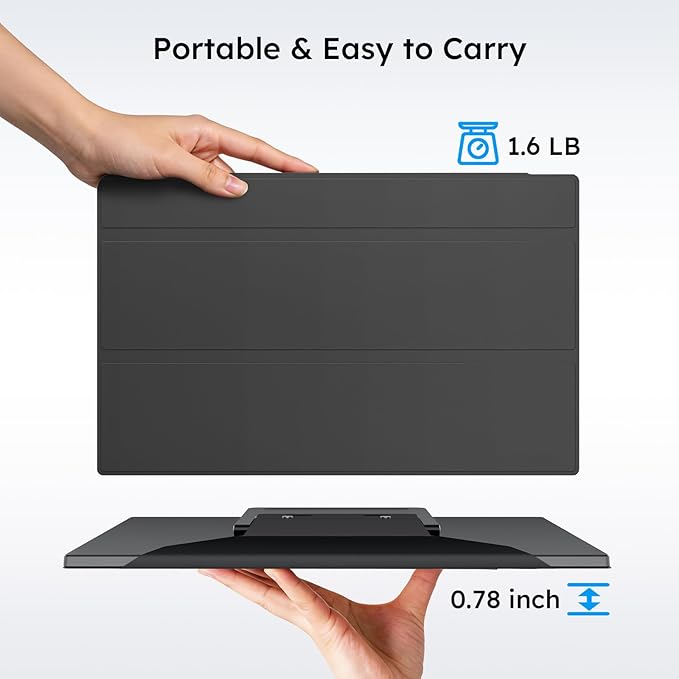 Portable Monitor with Carry Case 15.6 FHD 1080P IPS Travel Monitor for Laptop Foldable Stand Included USB-C Screen Extender for Laptop Mac PC Phone Xbox PS4/5 Switch