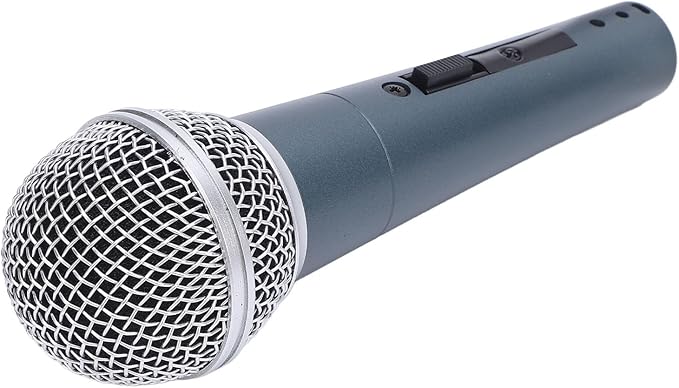 Wired Dynamic Microphone Cardioid Moving Coil Handheld Microphone Set with Shock Absorber for Active Speakers Mixers Amplifiers Low Latency Plug and Play Mic (Cyan)